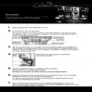 Bedienungsanleitung Tchibo Kaffeemaschine Cafissimo Anthrazit